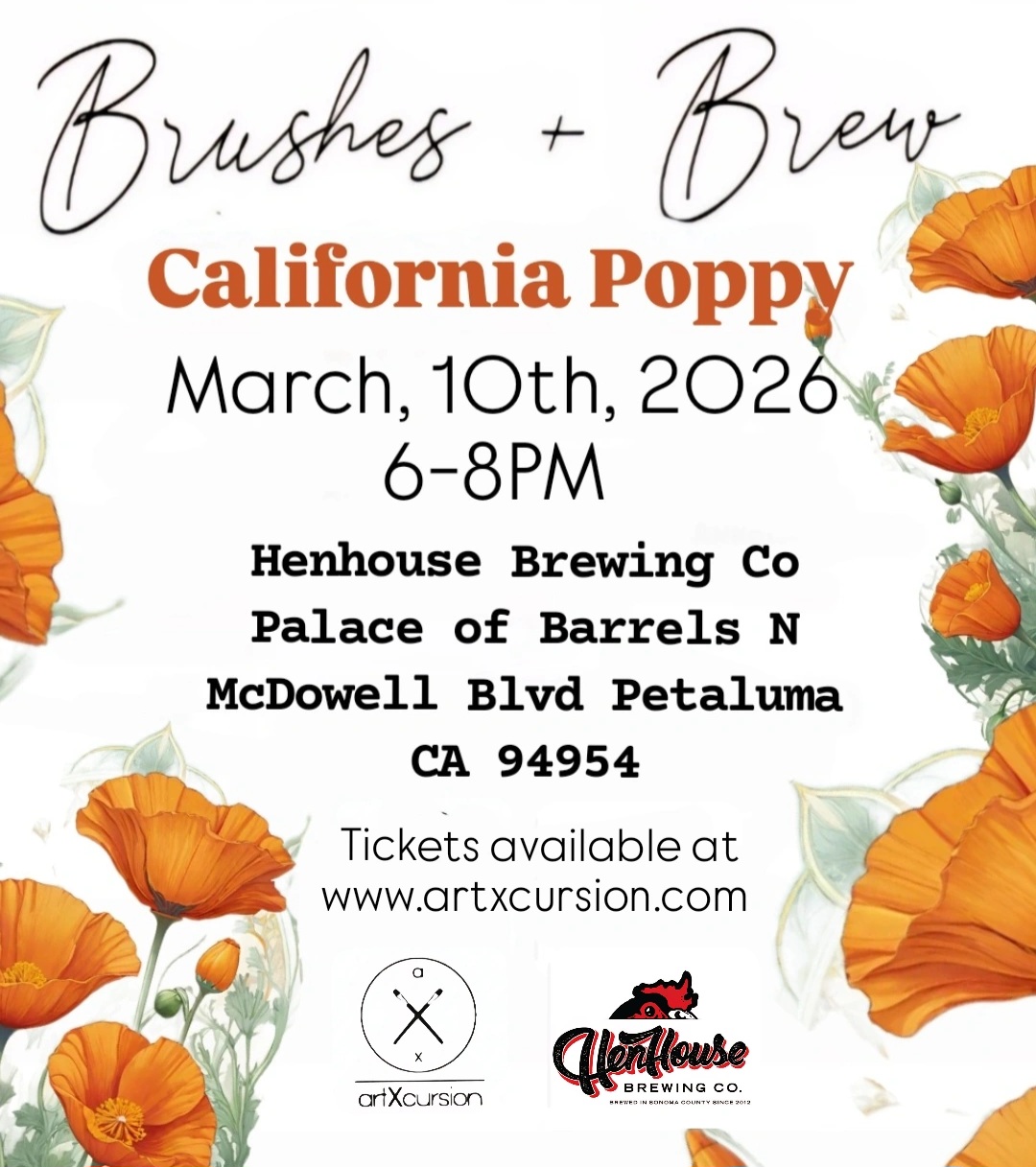 Brushes + Brew: California Poppies