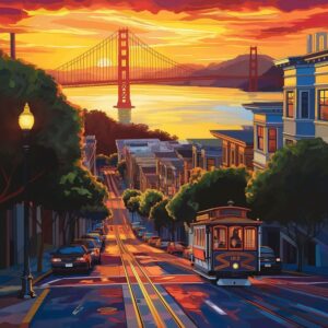 San Francisco Golden Gate Bridge sunset